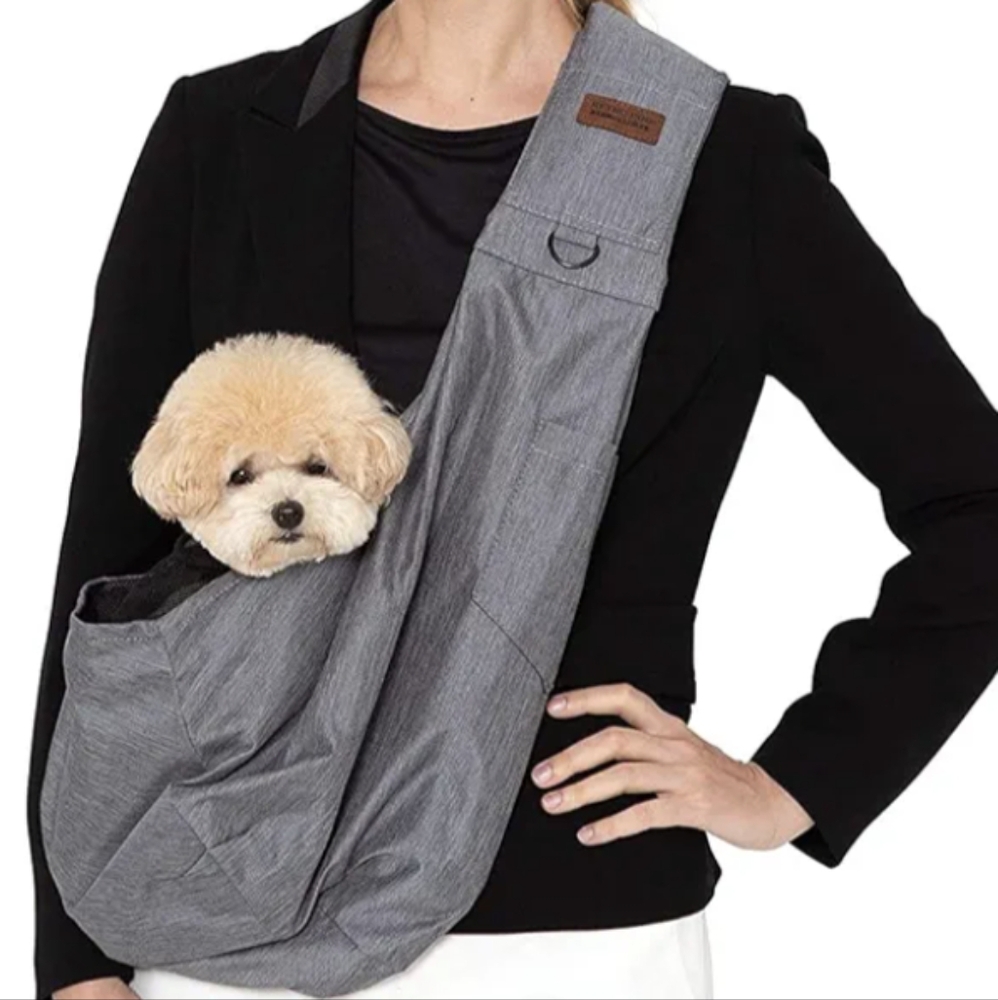 Retro Pug Gray Pet Sling Carrier